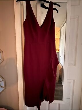 DB Studio (David's Bridal) V-Neck Burgundy Dress